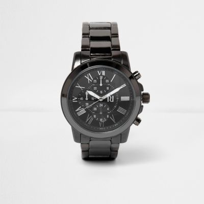 Dark gunmetal chain strap watch